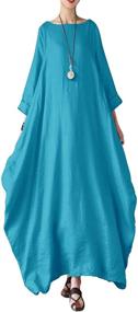 img 3 attached to 👗 FLORHO Women's Maxi Dresses: Stylish Solid Kaftan Loose Cotton Long Dress Tailored to Suit American Tastes