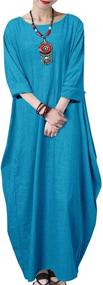 img 4 attached to 👗 FLORHO Women's Maxi Dresses: Stylish Solid Kaftan Loose Cotton Long Dress Tailored to Suit American Tastes