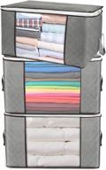 👚 txtsegose large capacity clothes storage bag - organizer with clear window, reinforced handle, foldable containers - 3 pack, gray logo