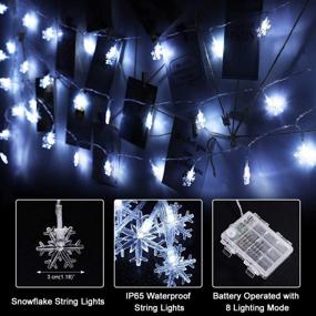 img 3 attached to 🎄 INAROCK Christmas Snowflake String Lights – 16.4ft 50 LED, 8 Modes – Waterproof Winter Fairy Lights for Indoor Outdoor Decorations, Battery Powered