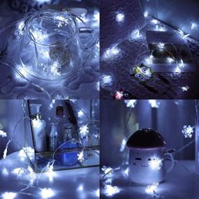 img 1 attached to 🎄 INAROCK Christmas Snowflake String Lights – 16.4ft 50 LED, 8 Modes – Waterproof Winter Fairy Lights for Indoor Outdoor Decorations, Battery Powered