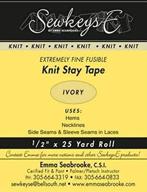 🧵 ivory - 0.5" x 25 yards fusible knit stay tape for sewing - sewkeyse extremely fine knit interfacing (kst-03) sold by the 25 yard roll (m494.06) logo