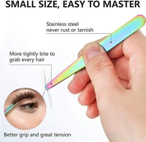 img 3 attached to 💫 Ultimate 6-Piece Rainbow Eyebrow Tweezers Set: Curved Scissors, Brush & Stainless Steel Tools in Storage Case - Perfect Beauty Arsenal for Women and Girls!