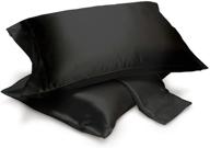 🌙 satin pillowcases 2-pack for hair and skin - envelop closure - standard/queen size - black logo