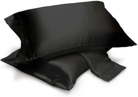 img 3 attached to 🌙 Satin Pillowcases 2-Pack for Hair and Skin - Envelop Closure - Standard/Queen Size - Black