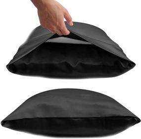 img 1 attached to 🌙 Satin Pillowcases 2-Pack for Hair and Skin - Envelop Closure - Standard/Queen Size - Black