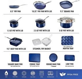 img 2 attached to 🍳 Granitestone Blue 20 Piece Pots and Pans Set: Ultra Nonstick Cookware with Mineral & Diamond Surface, Oven & Dishwasher Safe – 100% PFOA Free