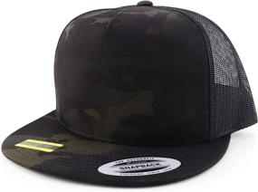 img 3 attached to Flexfit Brand Trendy Classic Trucker Flatbill Mesh Snapback Cap - 5 Panel