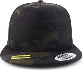 img 2 attached to Flexfit Brand Trendy Classic Trucker Flatbill Mesh Snapback Cap - 5 Panel