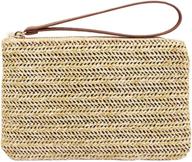 👝 stylish hycurey straw zipper clutch bag: must-have bohemian wristlet for women's summer beach style logo