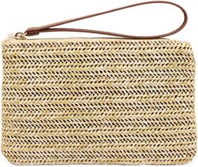 img 1 attached to 👝 Stylish Hycurey Straw Zipper Clutch Bag: Must-Have Bohemian Wristlet for Women's Summer Beach Style