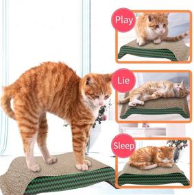 img 1 attached to 🐱 PAWISE Reversible Kitty Scratching Pad Lounge - Interactive Cat Scratcher Cardboard Toy