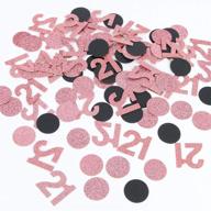 🎉 21st birthday confetti: halodete black & rose gold glitter happy birthday party supplies - confetti number circle table decorations for birthday/anniversary celebration logo