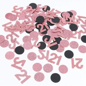 img 4 attached to 🎉 21st Birthday Confetti: Halodete Black & Rose Gold Glitter Happy Birthday Party Supplies - Confetti Number Circle Table Decorations for Birthday/Anniversary Celebration