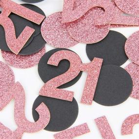 img 3 attached to 🎉 21st Birthday Confetti: Halodete Black & Rose Gold Glitter Happy Birthday Party Supplies - Confetti Number Circle Table Decorations for Birthday/Anniversary Celebration