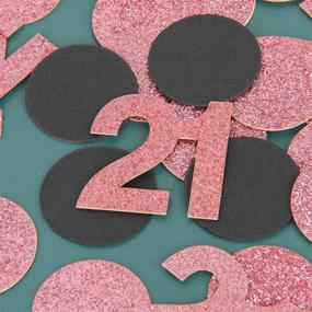 img 1 attached to 🎉 21st Birthday Confetti: Halodete Black & Rose Gold Glitter Happy Birthday Party Supplies - Confetti Number Circle Table Decorations for Birthday/Anniversary Celebration