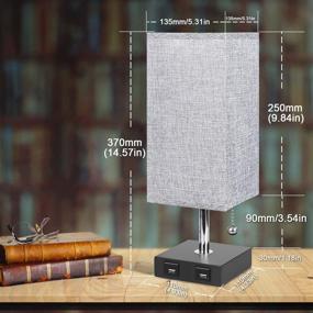 img 3 attached to 🔌 Modern USB Table Lamp Set of 2 - Aooshine Bedside Table Lamps with Dual USB Charging Ports, Stylish Nightstand Lamp with Grey Fabric Shade, Ambient Light for Bedroom, Living Room, Office, Study Room (2 Pack)