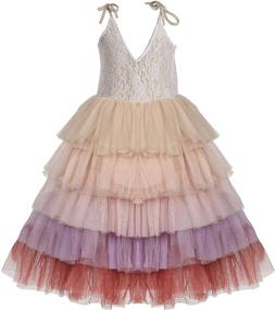 img 3 attached to 🌸 Flower Girl Dresses with Strap, Lace, Tiered Tutu, and Tulle - Maxi Style for Parties