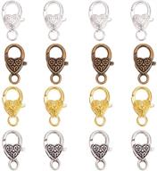 🐼 pandahall elite 32 pcs tibetan style alloy heart lobster claw clasps cord end 25.5x14x6mm jewelry making set - 4 color variations logo