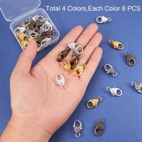 img 2 attached to 🐼 PandaHall Elite 32 Pcs Tibetan Style Alloy Heart Lobster Claw Clasps Cord End 25.5x14x6mm Jewelry Making Set - 4 Color Variations