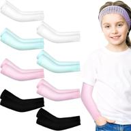 👧 hicarer kids sun protection arm sleeves: cooling ice silk arm covers for cycling, golf & outdoor sports (10 pairs) logo