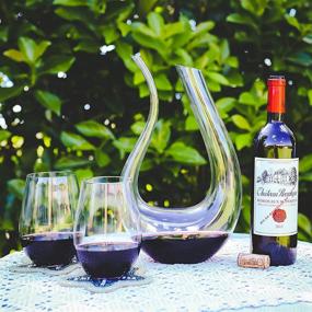 img 3 attached to 🍷 Premium Galashield Hand Blown Lead-free Crystal Glass Red Wine Decanter – U Shape Wine Aerator, Carafe for Enhanced Aromas