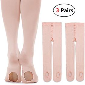 img 3 attached to iMucci Girls Ballet Dance Tights - Velvet Convertible Ballerina Dance Stockings…