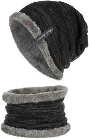 img 4 attached to LLmoway Unisex Winter Warm Stretchy Beanie Skull Slouchy Cap Hat with Fleece Lining