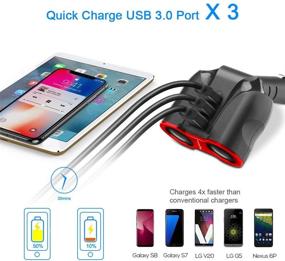 img 3 attached to 🚀 Rocketek 2 Socket + 3 QC3.0 USB Port Car Charger 120W: Ultimate 5-in-1 Multifunction Adapter for Smart Devices