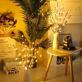 img 2 attached to 🌿 Enhance Your Décor with 3 Pack Twig Lights - USB Plug-in Branches with 60 LED Bulbs: Romantic Decorative Lights for Vase, Indoor & Party (Warm Yellow)