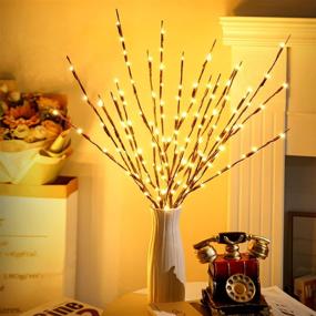 img 3 attached to 🌿 Enhance Your Décor with 3 Pack Twig Lights - USB Plug-in Branches with 60 LED Bulbs: Romantic Decorative Lights for Vase, Indoor & Party (Warm Yellow)