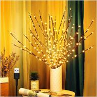 🌿 enhance your décor with 3 pack twig lights - usb plug-in branches with 60 led bulbs: romantic decorative lights for vase, indoor & party (warm yellow) logo