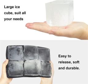 img 2 attached to 🧊 Ouddy Silicone Ice Cube Tray with Lid - 6 Cavity Large Ice Cube Tray for Cocktails, Whiskey, and Homemade - Keep Drinks Chilled - Flexible Ice Cube Trays for Freezer (Black)