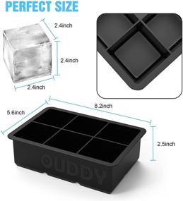 img 3 attached to 🧊 Ouddy Silicone Ice Cube Tray with Lid - 6 Cavity Large Ice Cube Tray for Cocktails, Whiskey, and Homemade - Keep Drinks Chilled - Flexible Ice Cube Trays for Freezer (Black)