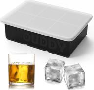 🧊 ouddy silicone ice cube tray with lid - 6 cavity large ice cube tray for cocktails, whiskey, and homemade - keep drinks chilled - flexible ice cube trays for freezer (black) logo