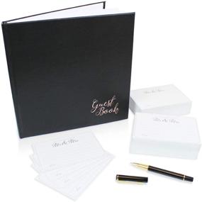 img 4 attached to Elegant TopHat Leather Wedding Guest Book Set: Complete with Professional Picture Frame, Guest Cards, and Polaroid-Friendly Blank Pages (96 Pages)