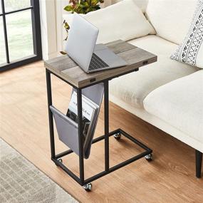 img 1 attached to Foldable C End Table on Wheels - LINSY HOME: Ideal Over Couch Table for Living Room Bedroom