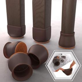 img 4 attached to 🪑 16 PCS Dark Walnut Silicone Chair Leg Floor Protectors with Felt Pads – Chair Leg Caps that Fit All Shapes. Safeguard Your Furniture & Floors from Scratches with Chair Leg Covers