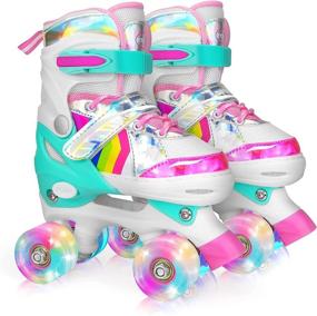 img 4 attached to 🕹️ Hawkeye Kids Roller Skates with Light-Up Wheels - Adjustable Boys' and Girls' Roller Skates