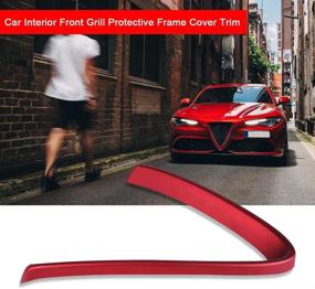 img 3 attached to Red Front Grill Decorative Frame Trim - Car Interior Grill Protective Cover for Alfa Romeo Stelvio ​2017-2019