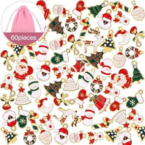 img 4 attached to 🎄 Christmas Pendant Charms Set - 60-Piece Enamel Plated Assorted Craft Pendants for Necklace Bracelet Jewelry Making & Decoration