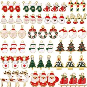 img 3 attached to 🎄 Christmas Pendant Charms Set - 60-Piece Enamel Plated Assorted Craft Pendants for Necklace Bracelet Jewelry Making & Decoration