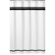 🛁 classy monochrome chic: sweet jojo designs hotel-themed kids bathroom fabric bath shower curtain in white and black logo