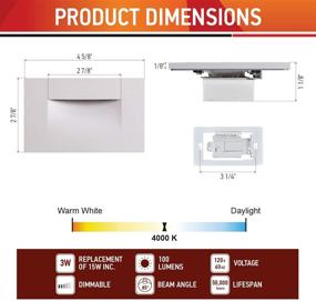 img 2 attached to 🔆 OSTWIN 120V LED Step Light, 3W 100lm, Dimmable Indoor Outdoor Stair Light, 4000K (Bright White) Horizontal Stairway Lighting Fixture - Steel Body, White Finish