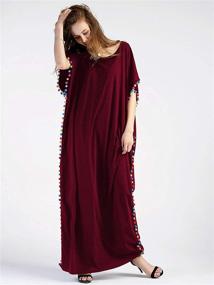 img 1 attached to 👗 Floerns Women's Pom Pom Trim Loose Maxi Kaftan Dress with O Neck - Casual and Stylish