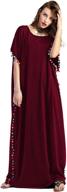 👗 floerns women's pom pom trim loose maxi kaftan dress with o neck - casual and stylish logo