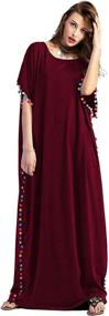 img 4 attached to 👗 Floerns Women's Pom Pom Trim Loose Maxi Kaftan Dress with O Neck - Casual and Stylish