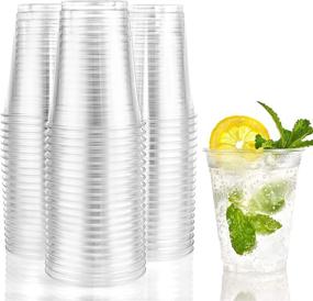img 4 attached to 🥤 Durable BPA-Free Crystal Clear Disposable Plastic Cups - 100 Ct, 18 oz PET Cups