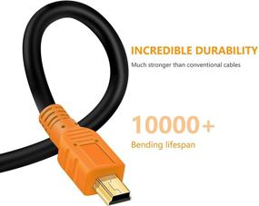 img 2 attached to Tan QY 25Ft Mini USB Cable - High-Quality Type A to Mini B Cord for GoPro, Phones, Cameras & More in Orange