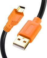 tan qy 25ft mini usb cable - high-quality type a to mini b cord for gopro, phones, cameras & more in orange logo